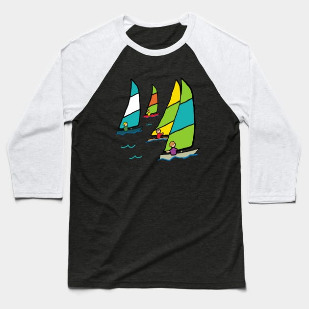 Sailing Dinghy Race Baseball T-Shirt by Mark Ewbie